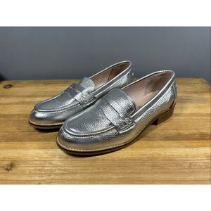 Filipe metallic silver genuine leather loafers women’s size 6.5/37